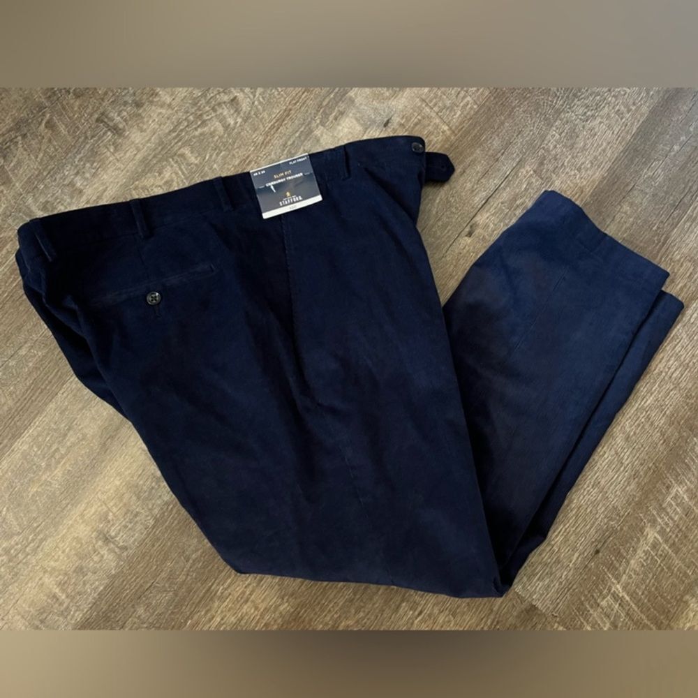 Stafford Slim Fit Flat Front Corduroy Trouser- Size-40x30